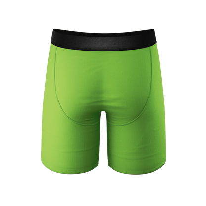 The Supernova | Bright Green Long Leg Ball Hammock® Pouch Underwear With Fly