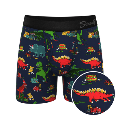 The T-Rexmas | Christmas Dinosaur Ball Hammock® Pouch Underwear With Fly