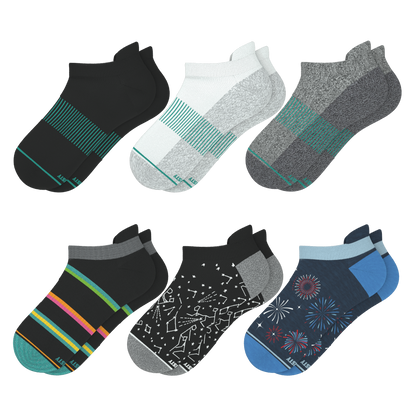 Solid and Pattern Mix Pack | Variety Heel Hammock™ Ankle Socks 6 Pack