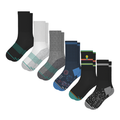 Solid and Pattern Mix Pack | Variety Heel Hammock™ Crew Socks 6 Pack