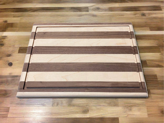 Modern Mix Walnut and Maple Side grain Cutting Board