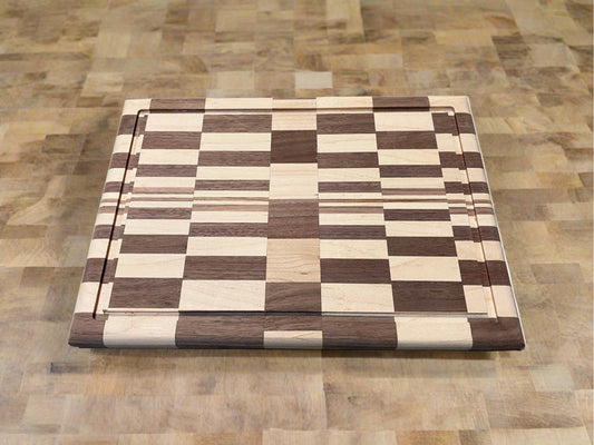 Modern Checkered Maple Mixed with Walnut Side grain Cutting Board