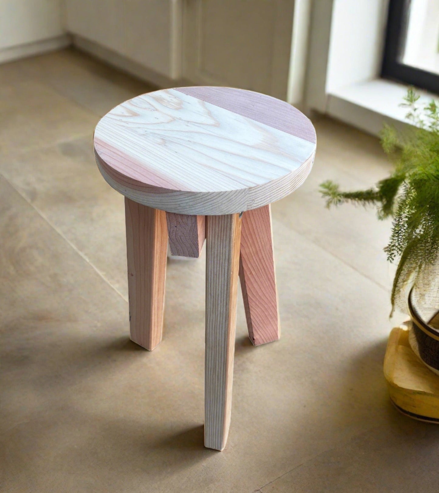 Solid Redwood Stool