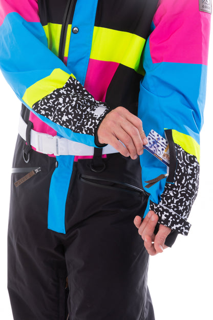 The Black Diamond | Men's Black and Pink Retro One Piece Ski Suit