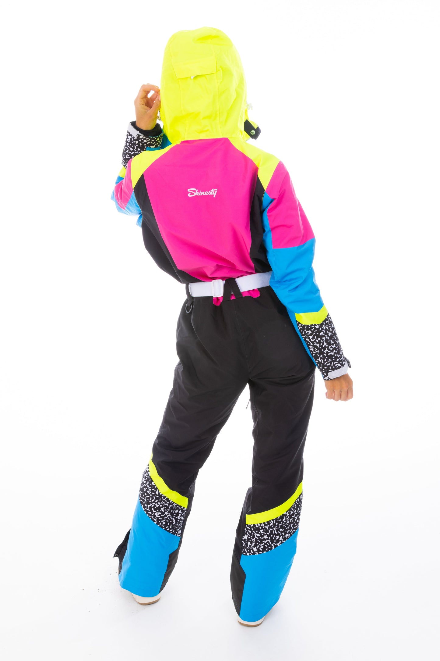 The Black Diamond | Black and Pink Retro Women's One Piece Ski Suit