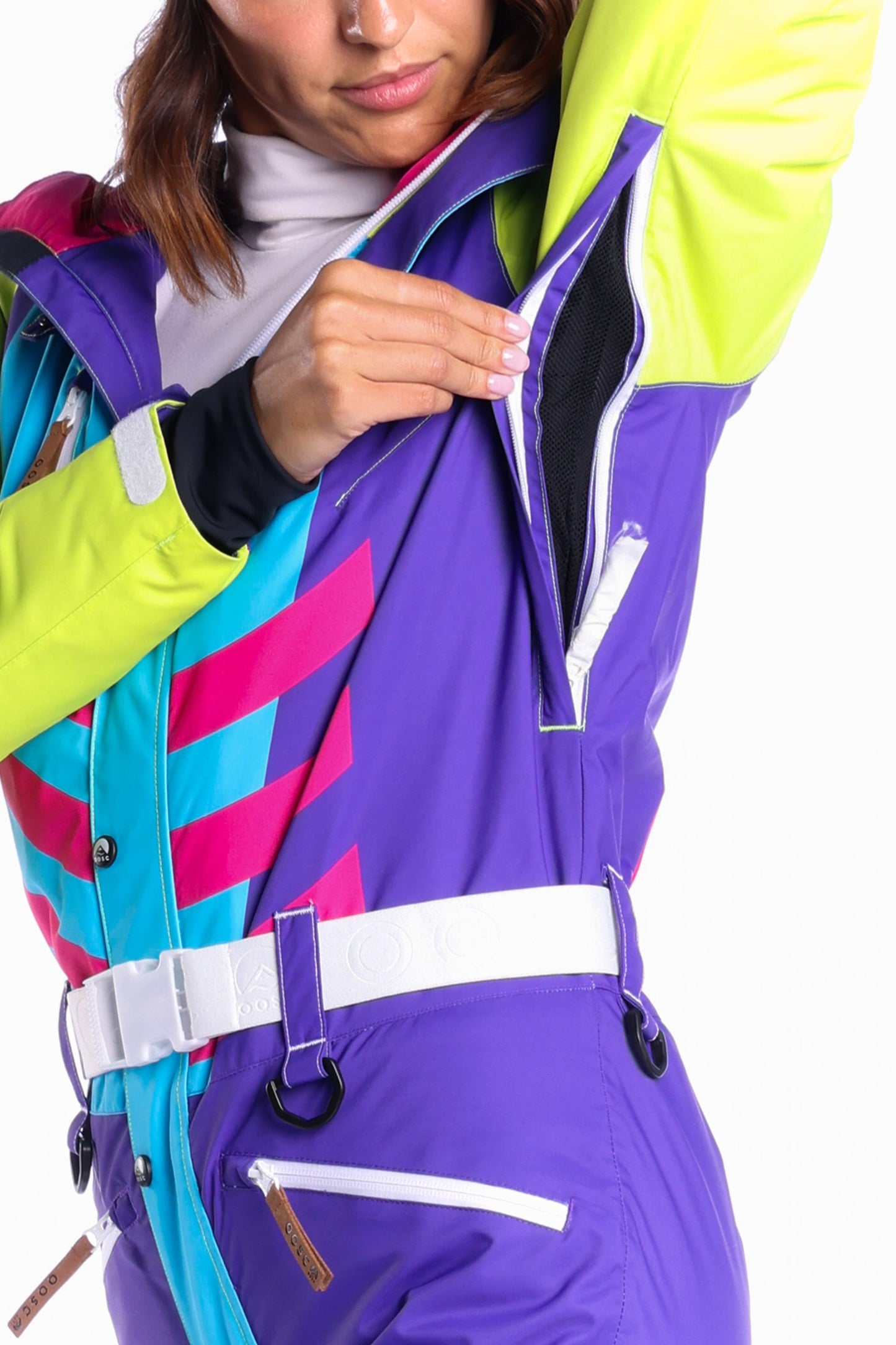 The Chute Your Shot | Neon Purple Retro Women's One Piece Ski Suit