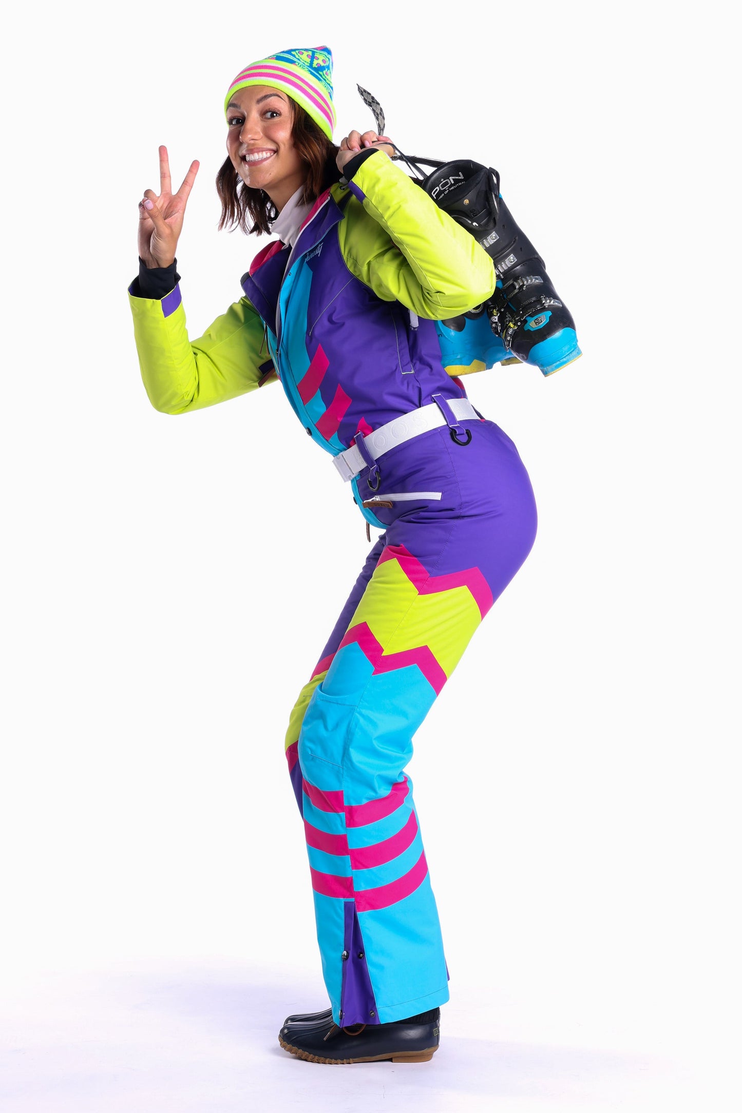 The Chute Your Shot | Neon Purple Retro Women's One Piece Ski Suit