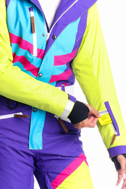 The Chute Your Shot | Neon Purple Retro Women's One Piece Ski Suit