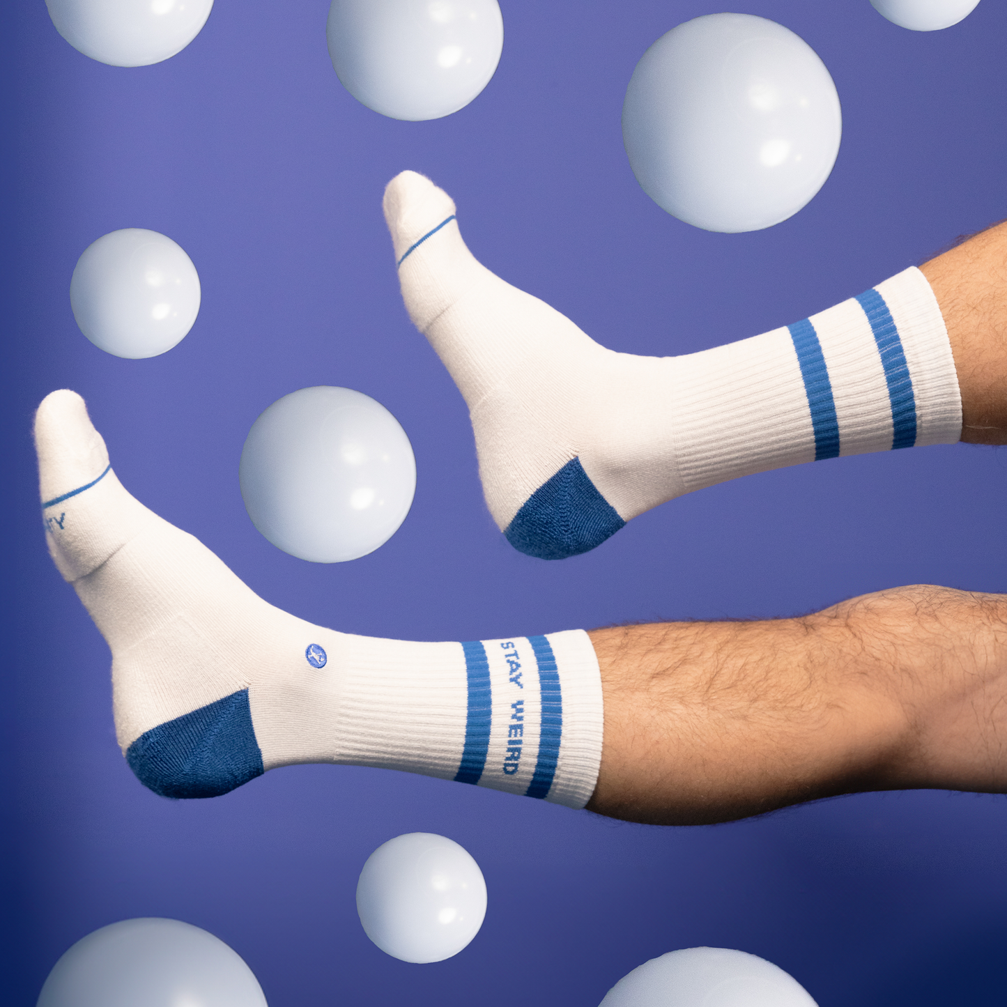 The Cruiser | Blue and White Stripe Heel Hammock™ Crew Socks