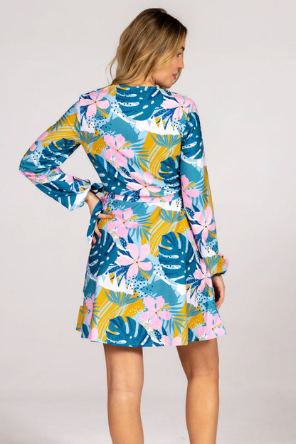 The Floral Fixation | Blue Tropical Wrap Dress