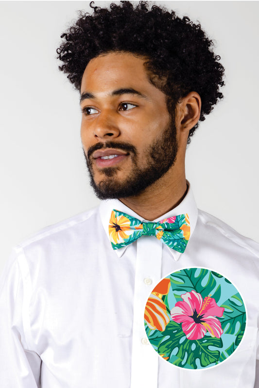 The Hibiscus Honeymoon | Floral Hawaiian Bow Tie