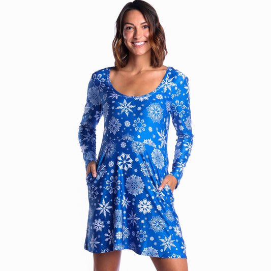 The Ice Never Melts | Blue Snowflake Christmas Skater Dress