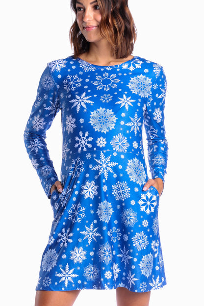 The Ice Never Melts | Blue Snowflake Christmas Skater Dress