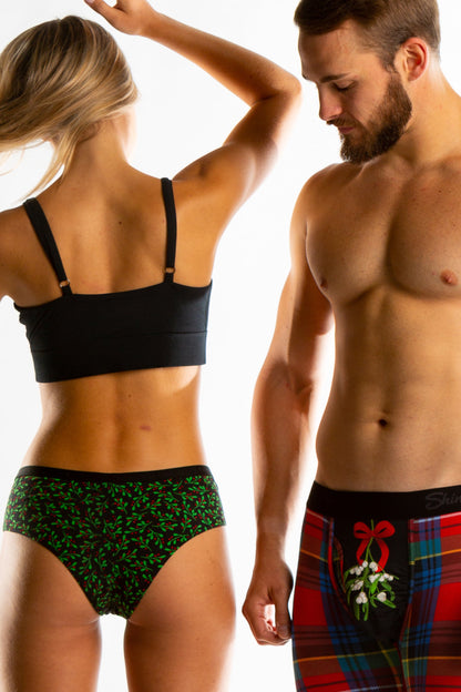 The Kiss Me There | Mistletoe Ball Hammock Boxer® And Cheeky Matching Couples Underwear Pack