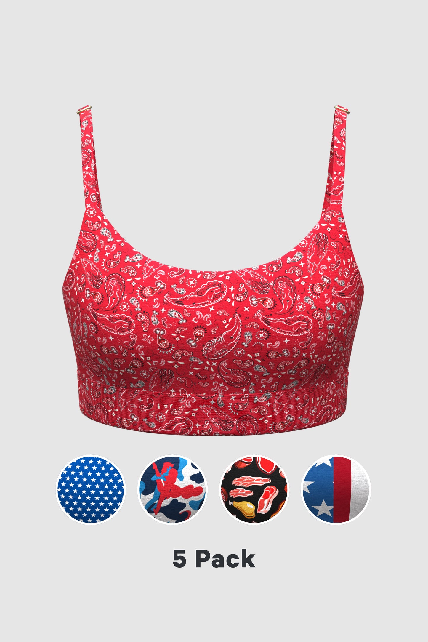 The Midwest Summer | American Themed Bralette 5 Pack