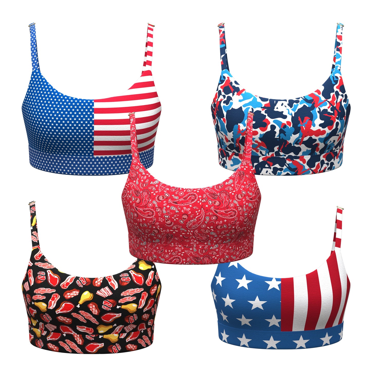 The Midwest Summer | American Themed Bralette 5 Pack