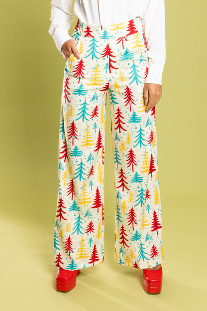 The Pine Tree Playgirl | Retro Christmas Trees Women's Suit Pants