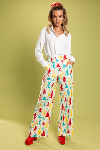 The Pine Tree Playgirl | Retro Christmas Trees Women's Suit Pants