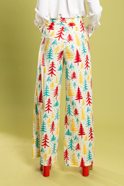 The Pine Tree Playgirl | Retro Christmas Trees Women's Suit Pants