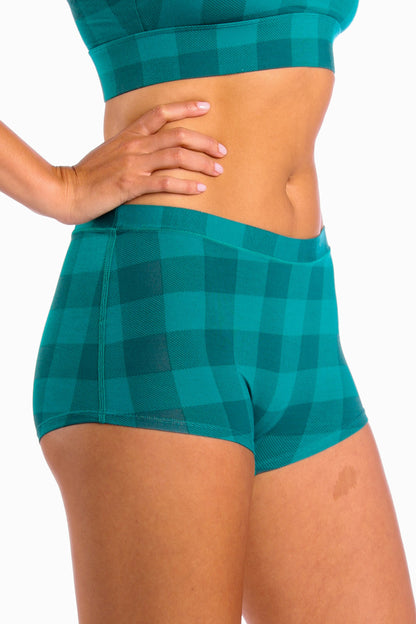 The Plaid And Simple | Green Buffalo Check Modal Boyshort Underwear