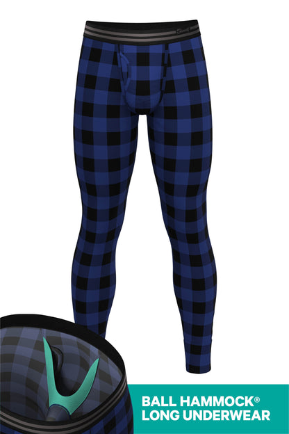 The Precious Plums | Blue Plaid Ball Hammock® Long Johns