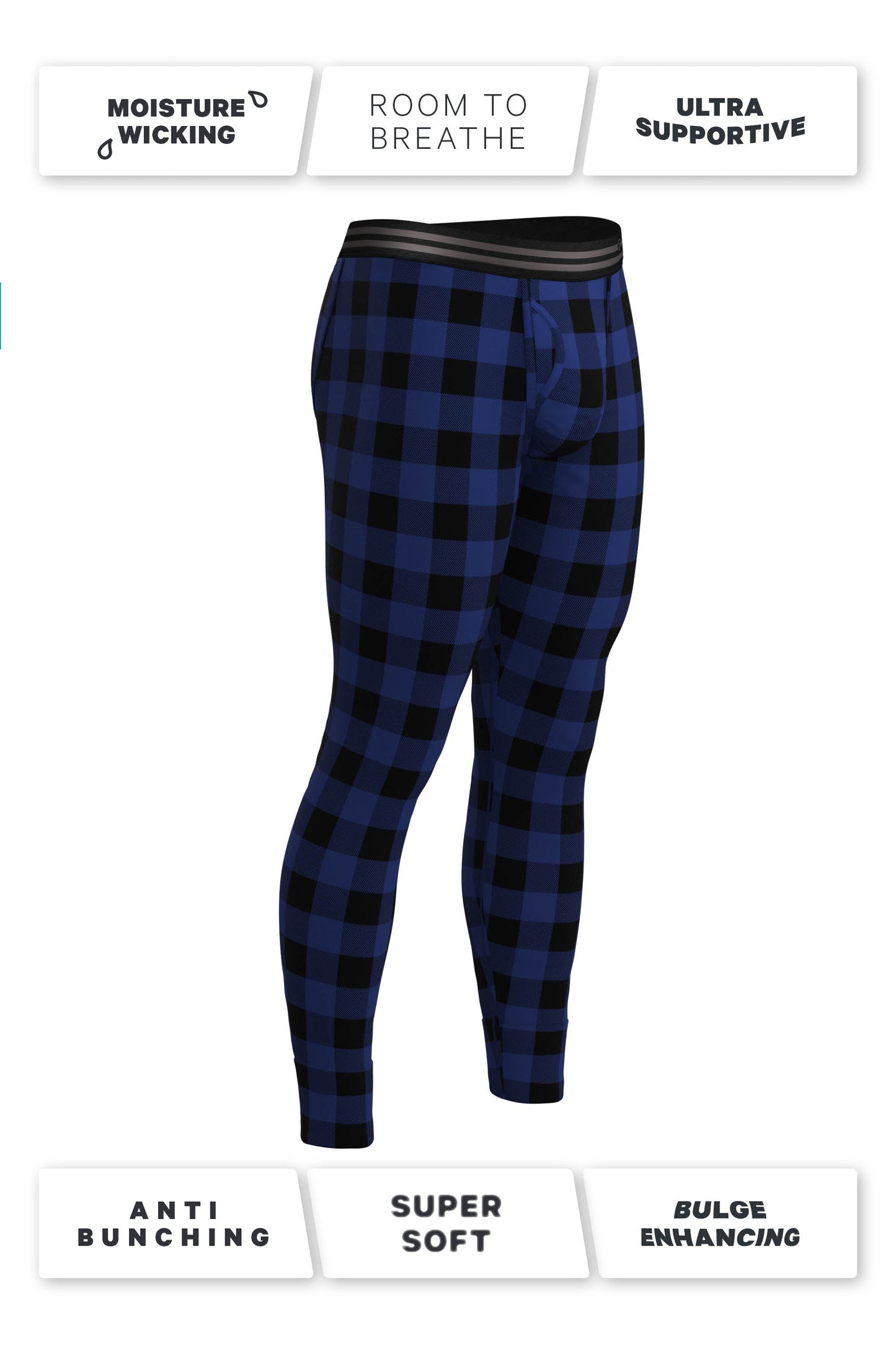 The Precious Plums | Blue Plaid Ball Hammock® Long Johns