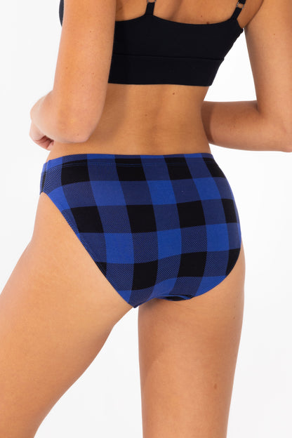 The Precious Plums | Blue Plaid Modal Bikini Underwear