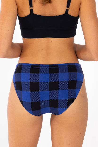 The Precious Plums | Blue Plaid Modal Bikini Underwear