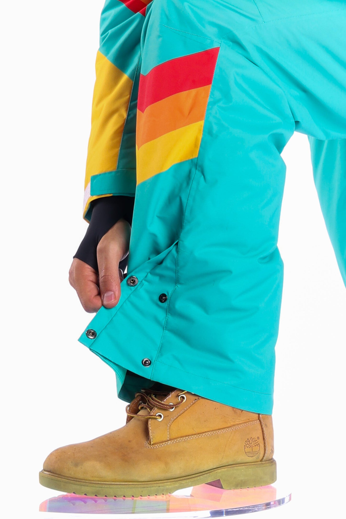 The Side Country Sender | Men's Turquoise Striped Retro Ski Suit