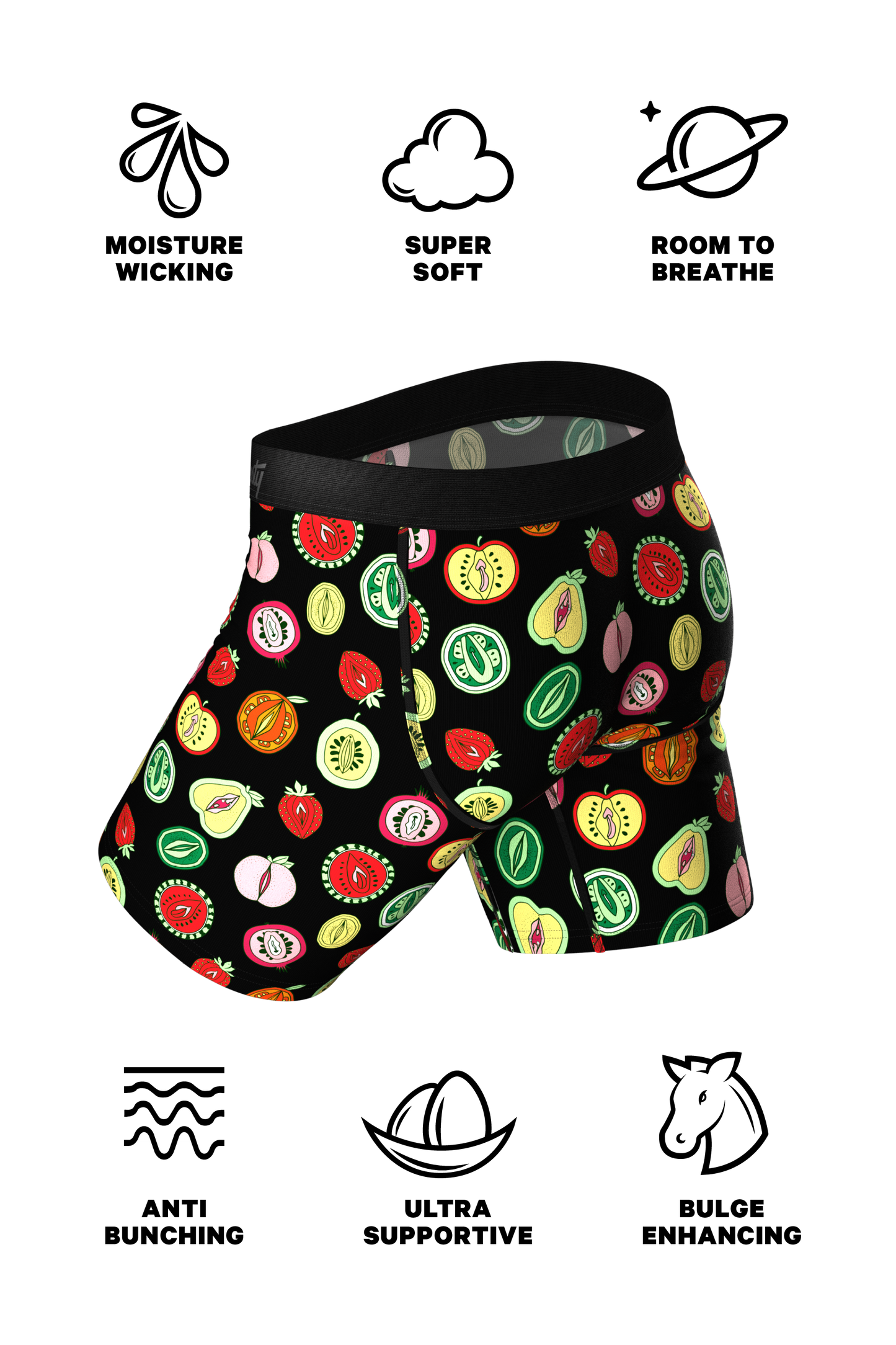 The Vagetarian | Fruit Medley Long Leg Ball Hammock® Pouch Underwear With Fly