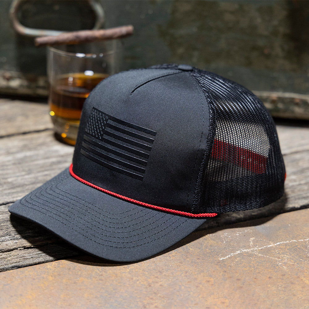 Ridgeline Thin Red Line-trucker Hat American Flag Rope Cap