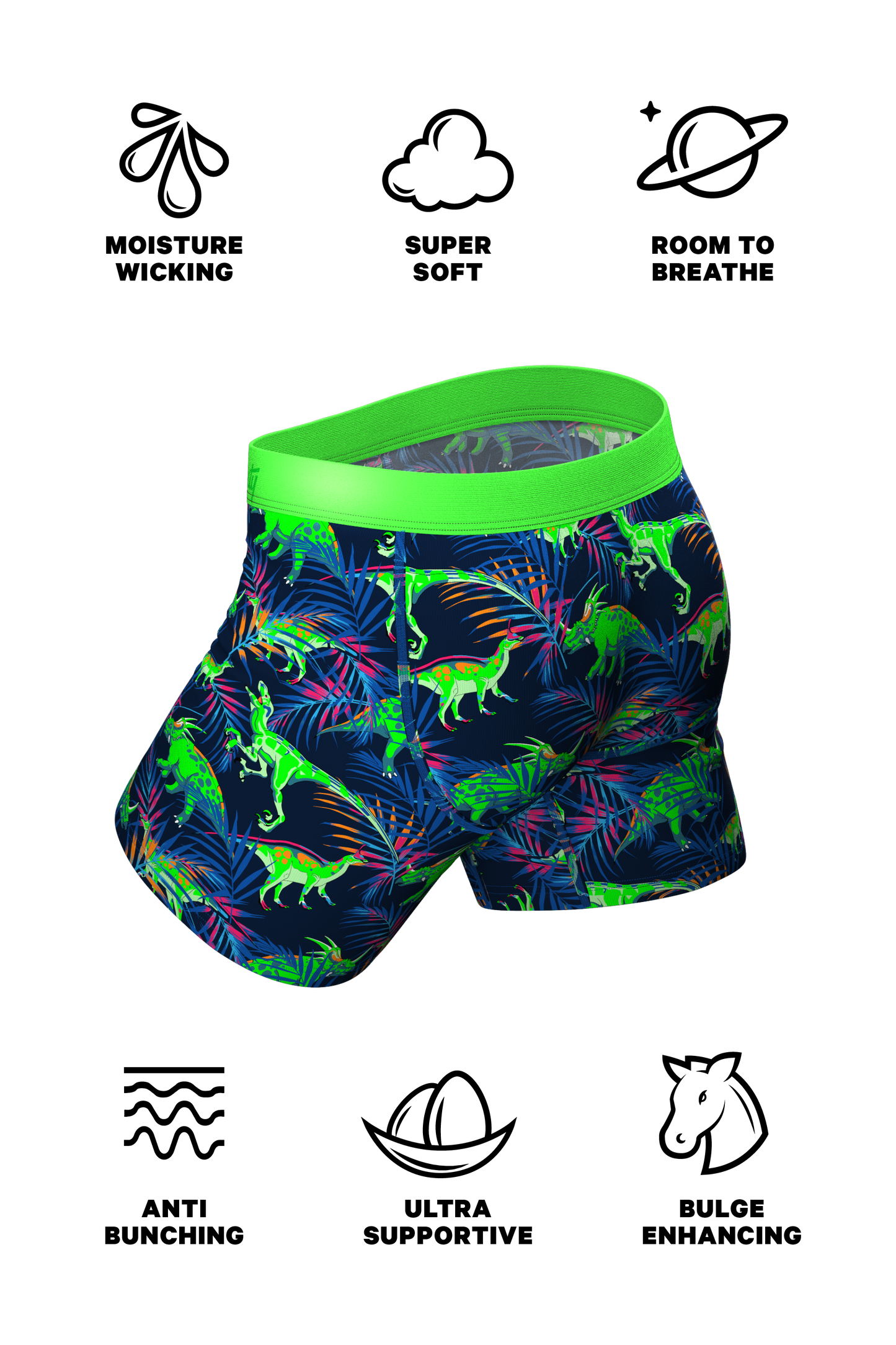 The Triceratop Bottoms | Tropical Dinosaur Printed Ball Hammock® Pouch Underwear