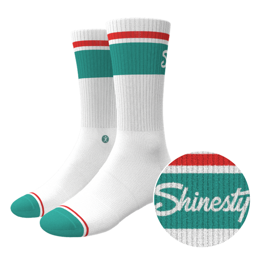 The Turks and Caicos | White and Teal Heel Hammock™ Crew Socks