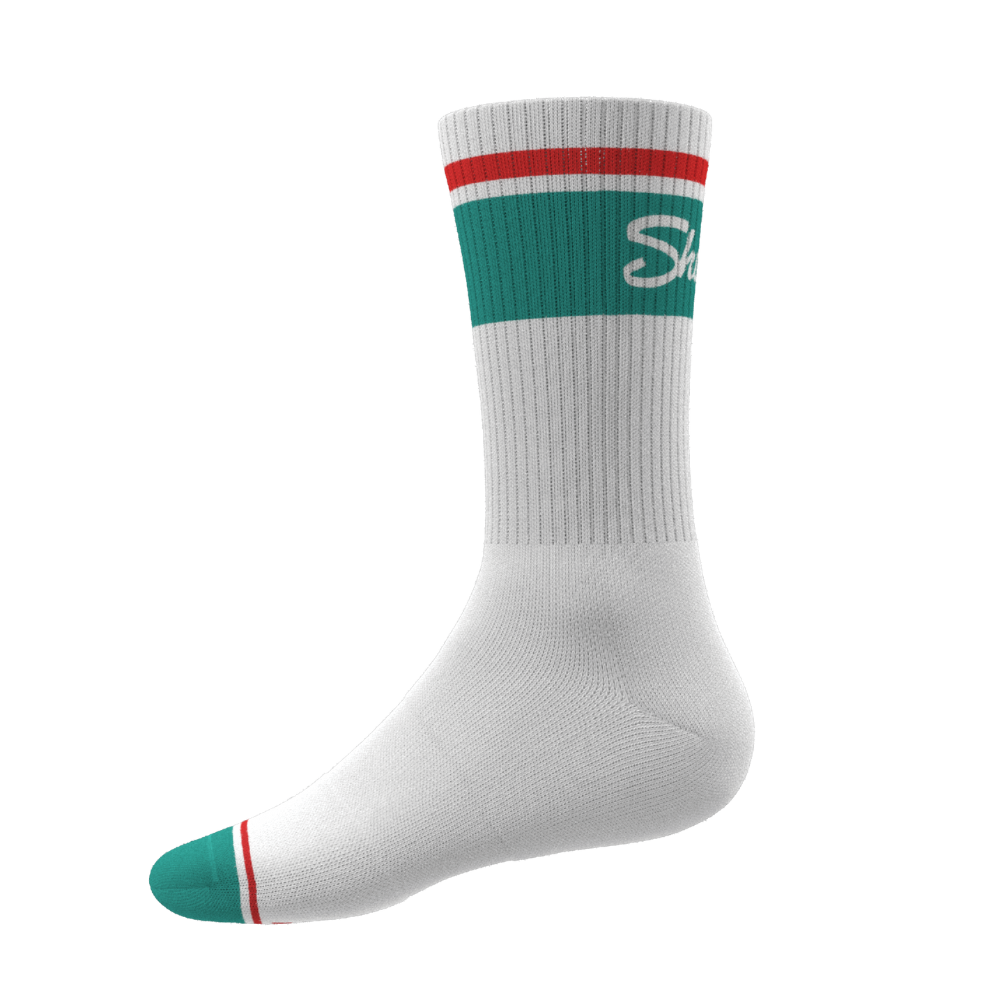 The Turks and Caicos | White and Teal Heel Hammock™ Crew Socks