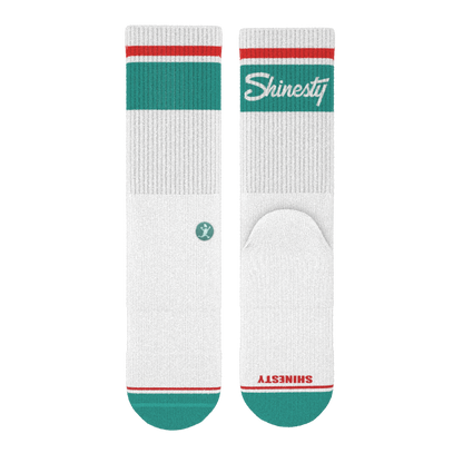 The Turks and Caicos | White and Teal Heel Hammock™ Crew Socks