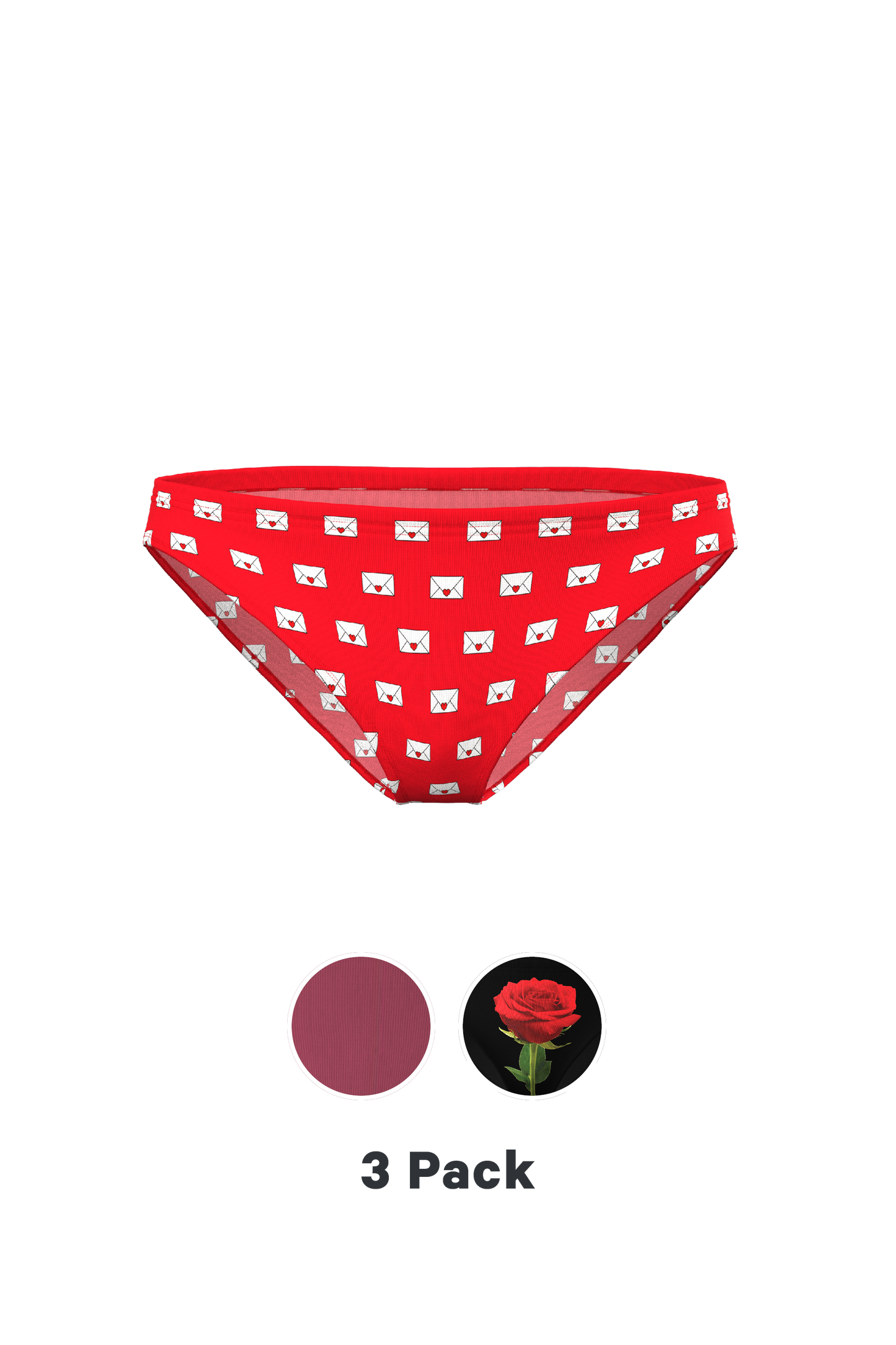 The Love Letter | Valentine's Themed Bikini Underwear 3 Pack