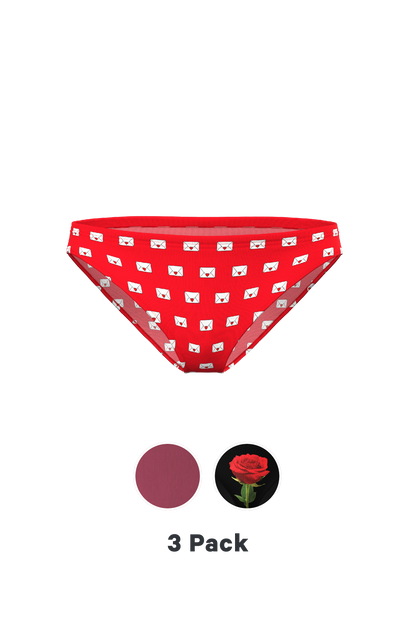 The Love Letter | Valentine's Themed Bikini Underwear 3 Pack