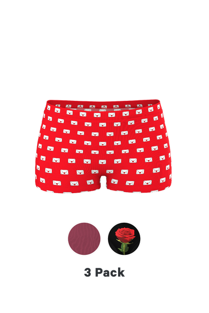 The Love Letter | Valentine's Themed Modal Boyshort Underwear 3 Pack