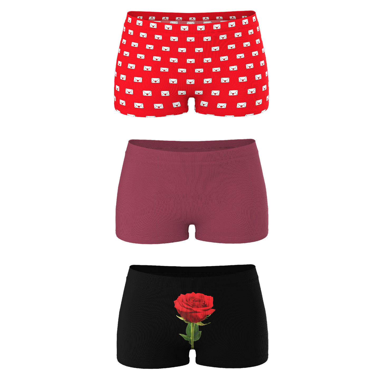 The Love Letter | Valentine's Themed Modal Boyshort Underwear 3 Pack