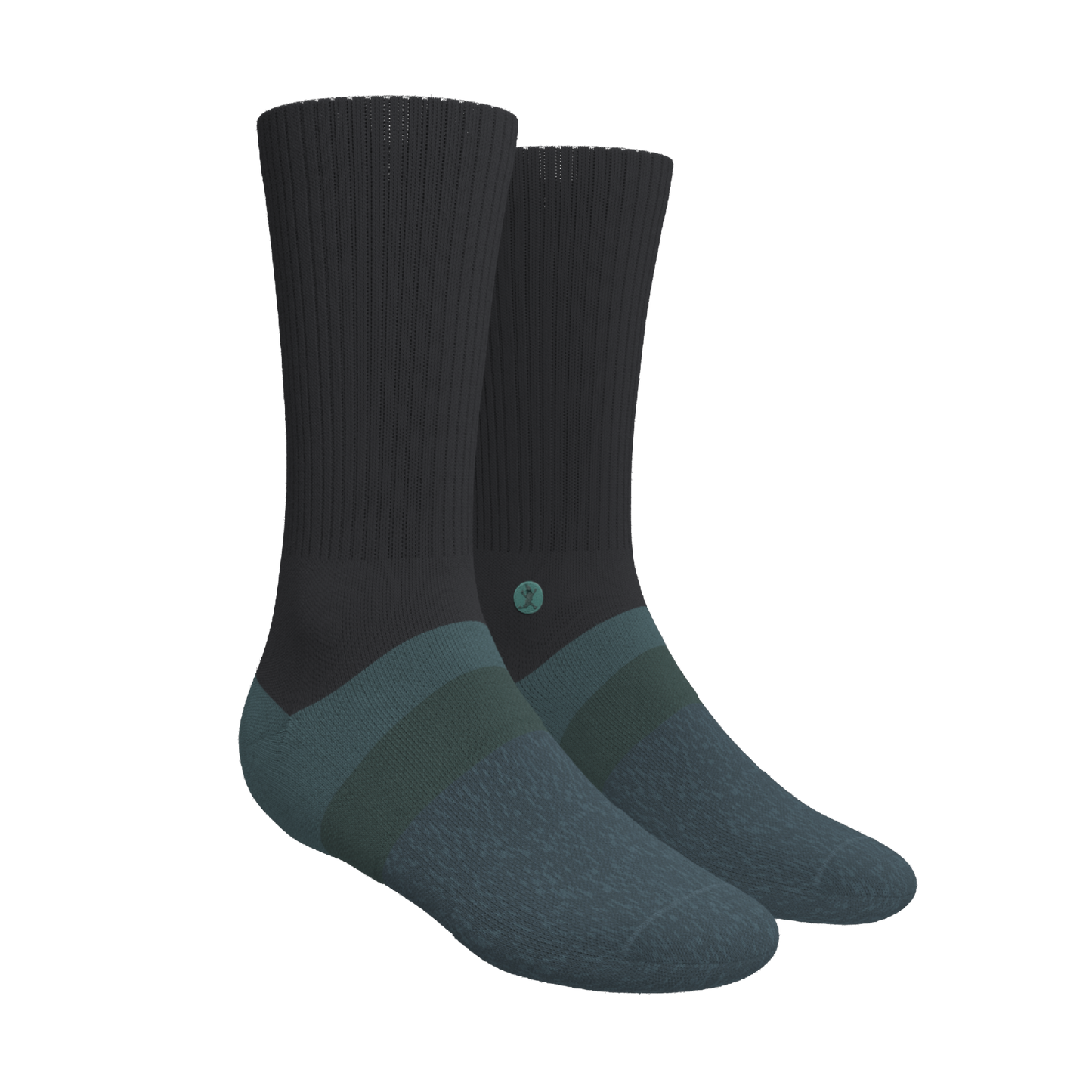 The Night Owl | Black and Teal Heel Hammock™ Crew Socks