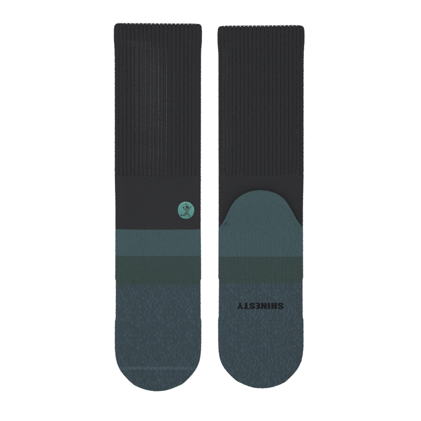 The Night Owl | Black and Teal Heel Hammock™ Crew Socks