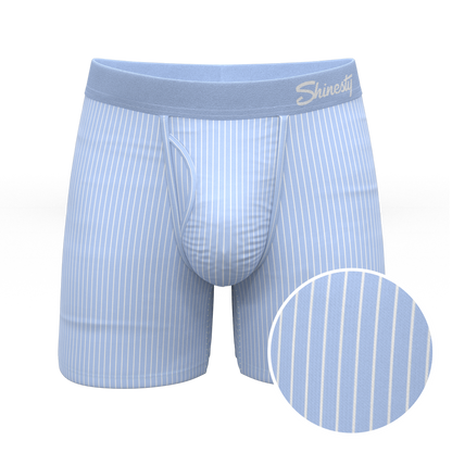 The Venus | Light Blue Stripe Ball Hammock® Pouch Underwear With Fly