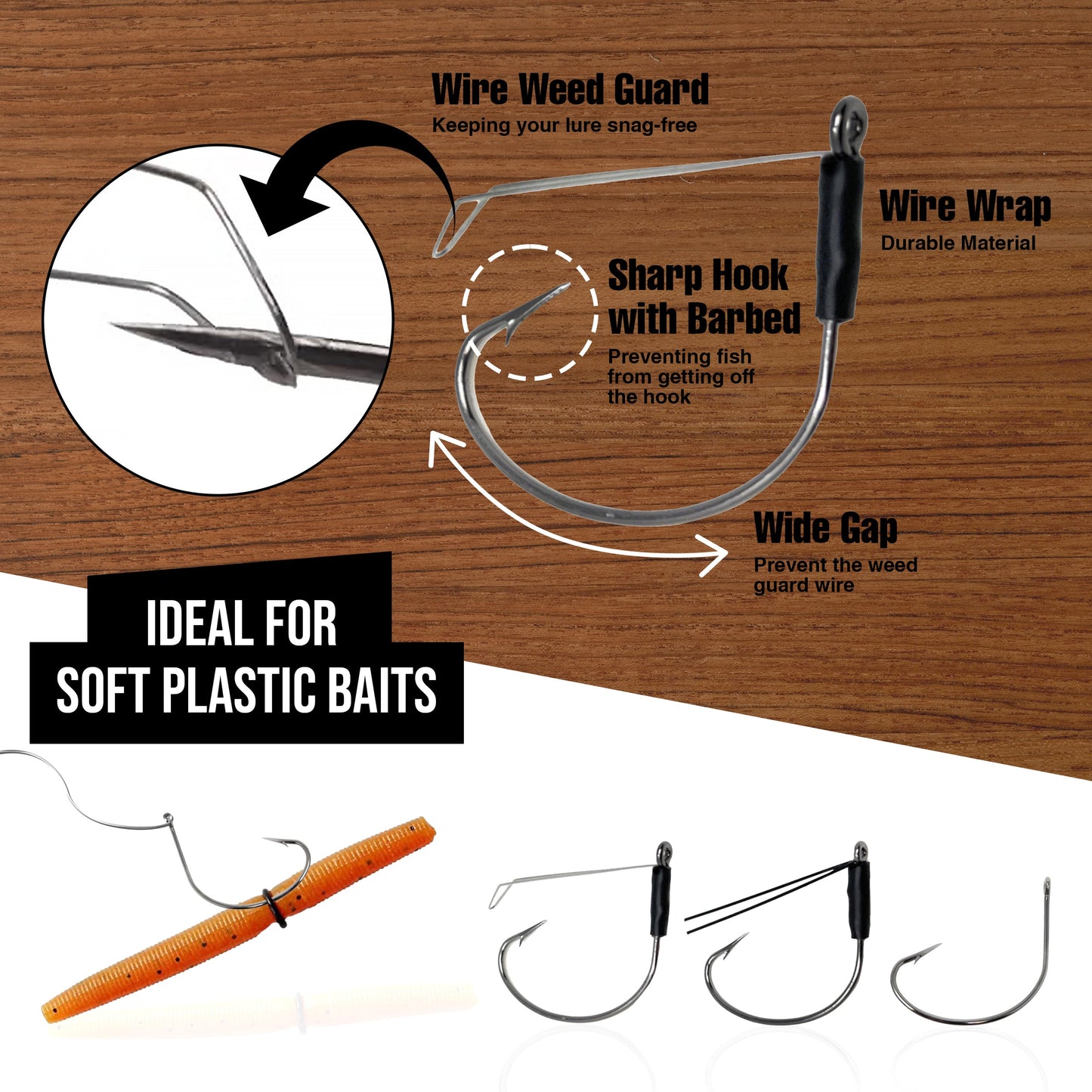 Reaction Tackle Wide Gap Wacky Hooks (25-PACK)