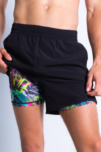 The Warm Up | Black and Neon Ball Hammock® 5 Inch Athletic Shorts