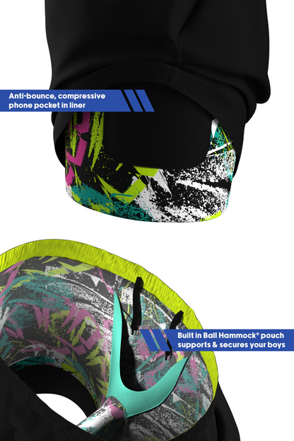 The Warm Up | Black and Neon Ball Hammock® 5 Inch Athletic Shorts