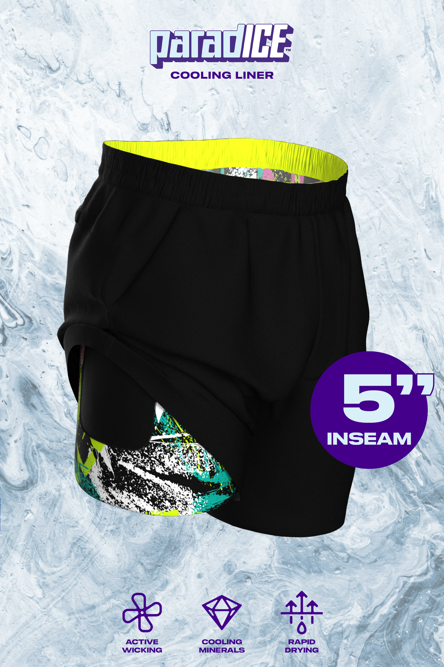 The Warm Up | Black and Neon Ball Hammock® 5 Inch Athletic Shorts