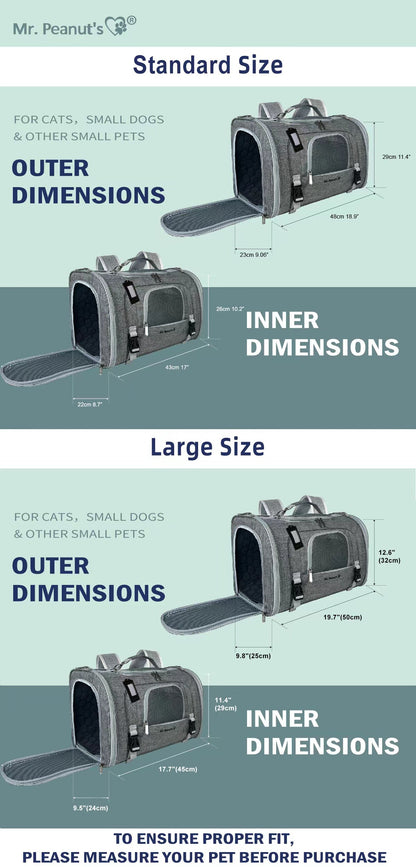 Mr. Peanut's Monterey Series Horizontal Backpack Airline Compliant Pet Carrier