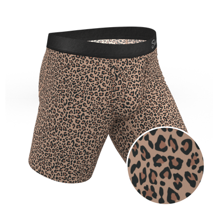 The Wild Cat | Leopard Print Long Leg Ball Hammock® Pouch Underwear With Fly