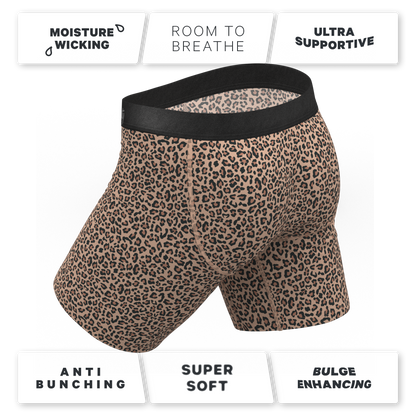 The Wild Cat | Leopard Print Long Leg Ball Hammock® Pouch Underwear With Fly