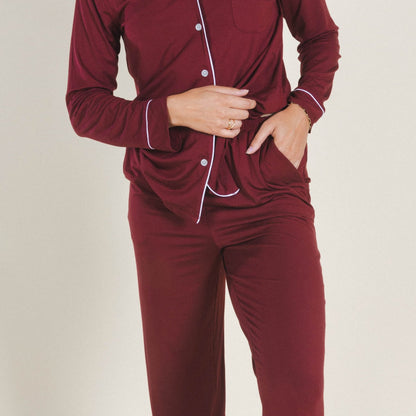 The Sommelier | Burgundy SleepDeep™ Women’s Long Sleeve Pajama Set